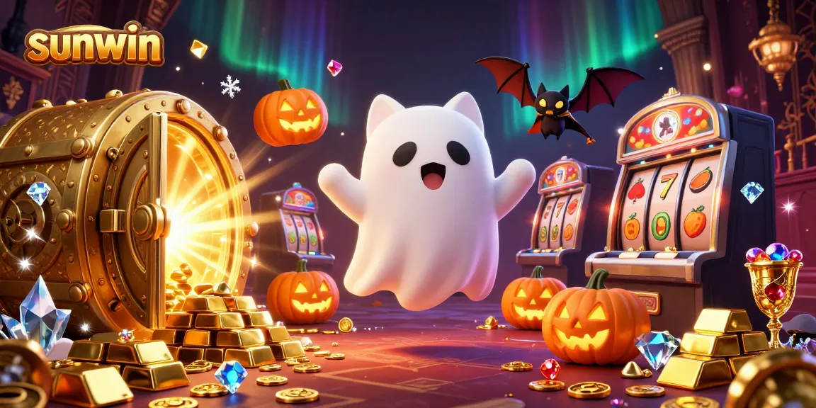 Engage with sunwin's haunted casino adventure featuring vibrant ghost cat and treasures!