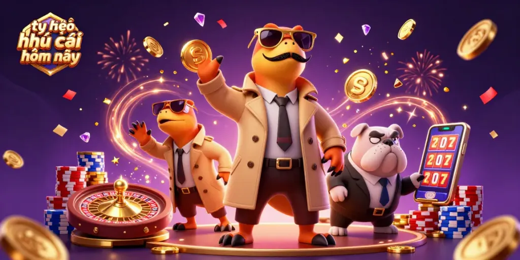 Engage with tỷ lệ kèo nhà cái hôm nay in a vibrant 3D casino scene featuring raptors entering a lounge.
