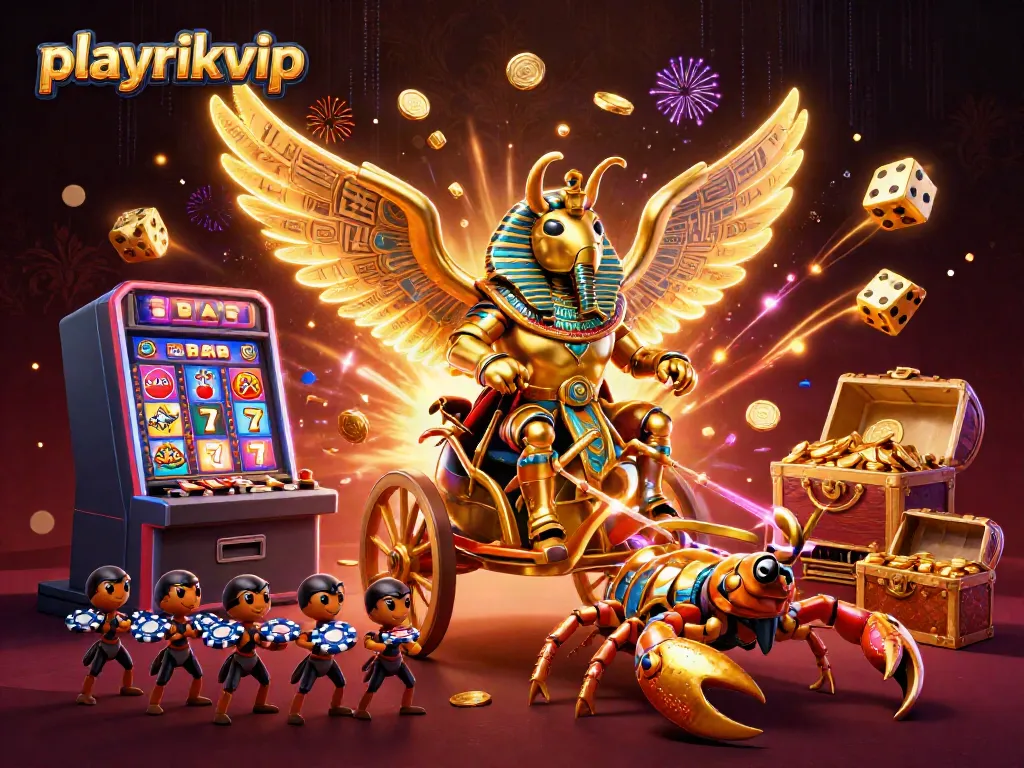 Experience thrilling wins at playrikvip with vibrant 3D casino illustrations showcasing dynamic gameplay moments.