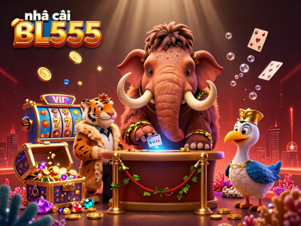 Experience the thrill at nhà cái BL555 with a vibrant casino entrance scene showcasing gaming energy and excitement.