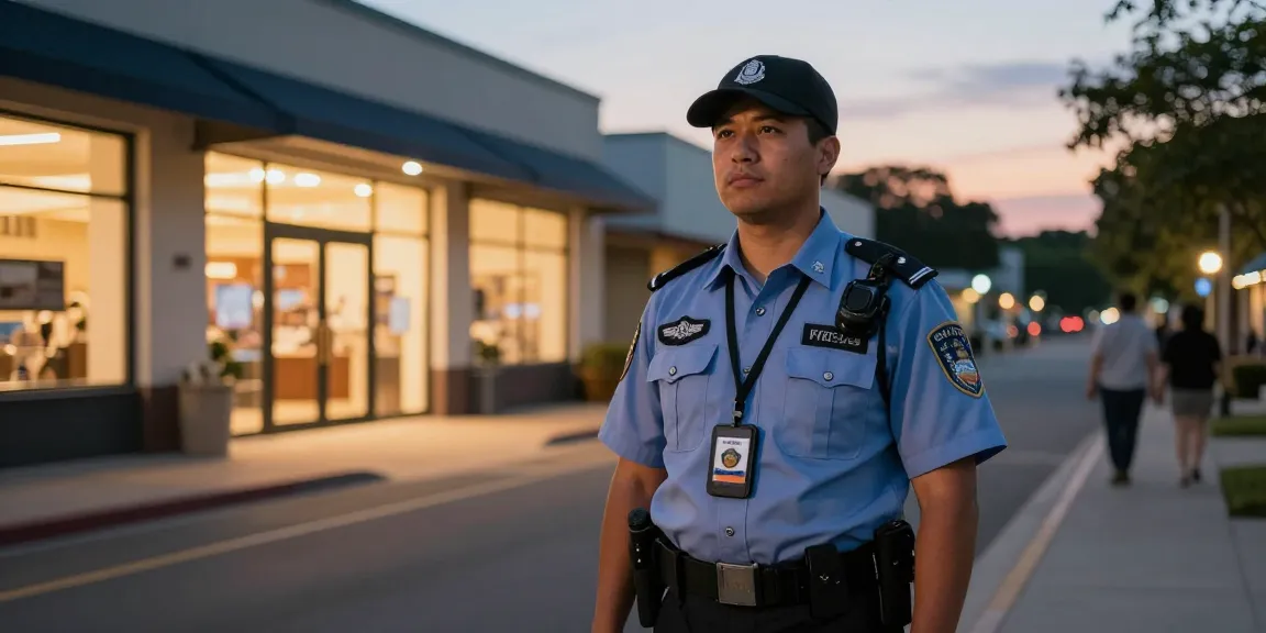 Security Guards providing reliable protection in a local business environment amidst peaceful surroundings.