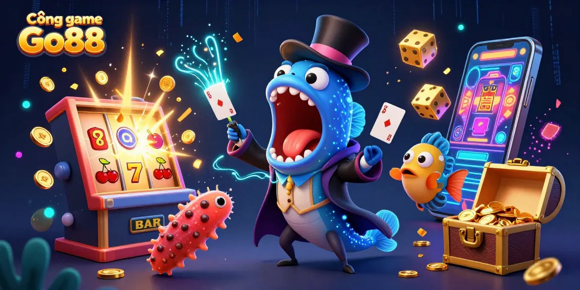 Experience thrilling gameplay at Cổng game Go88 with unique underwater casino characters and magical elements.