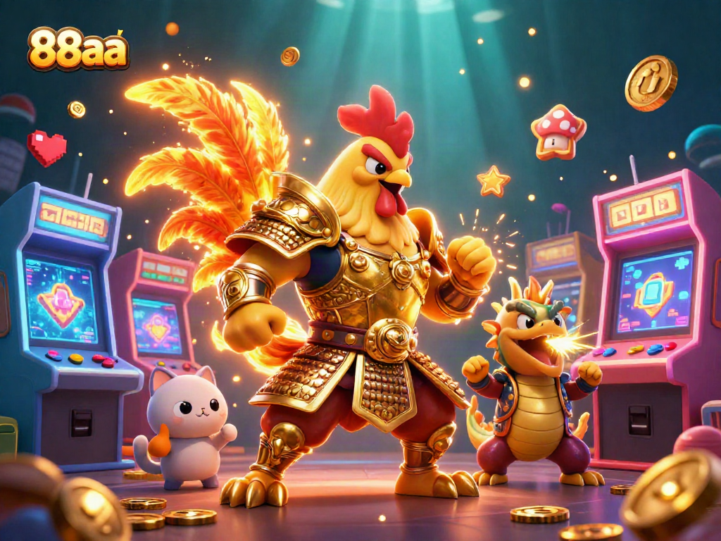 Experience exciting moments with 88aa in this immersive 3D casino scene featuring dynamic characters and games.