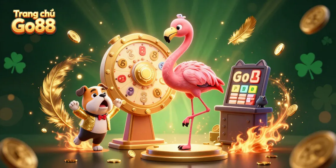 Spin to win on the Trang chủ Go88 with vibrant prizes floating around excited characters.