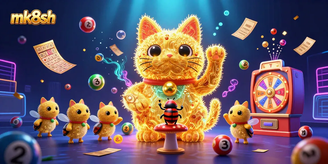 Engage with mk8sh's vibrant casino offerings featuring a lucky cat and dynamic lottery elements.